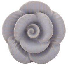 Light Blue Medium Rose Flower Ceramic Dresser Knob